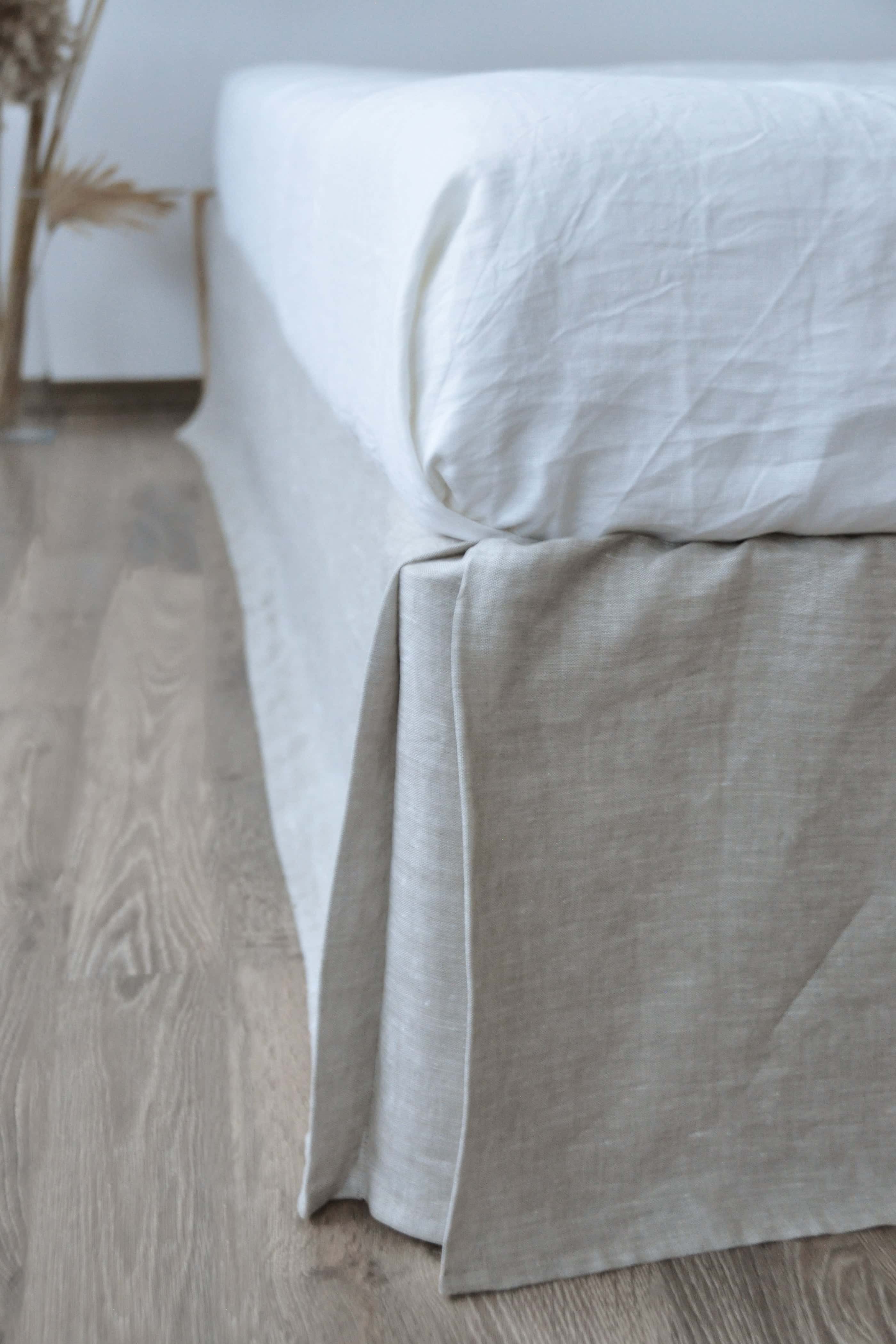 Jupe de lit sur mesure en lin non teint