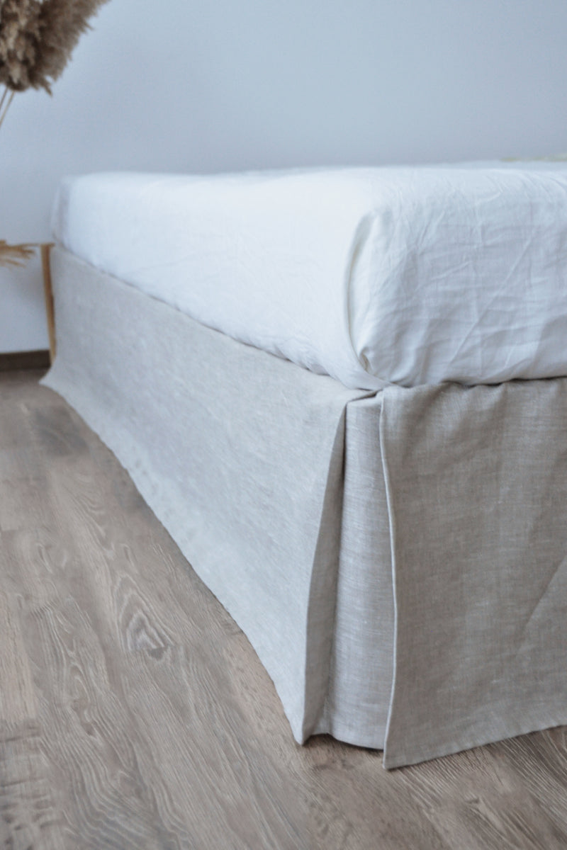 Undyed linen tailored bed skirt