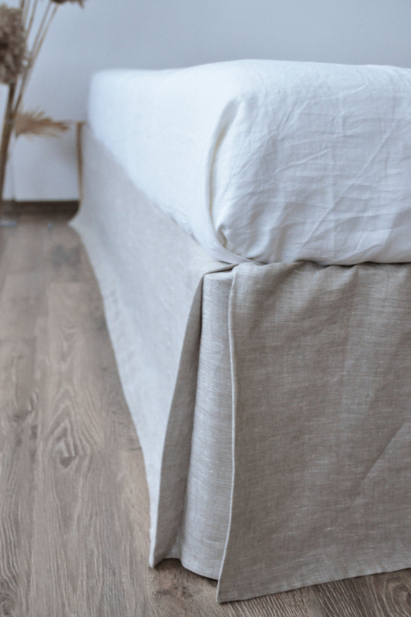 Undyed linen tailored bed skirt