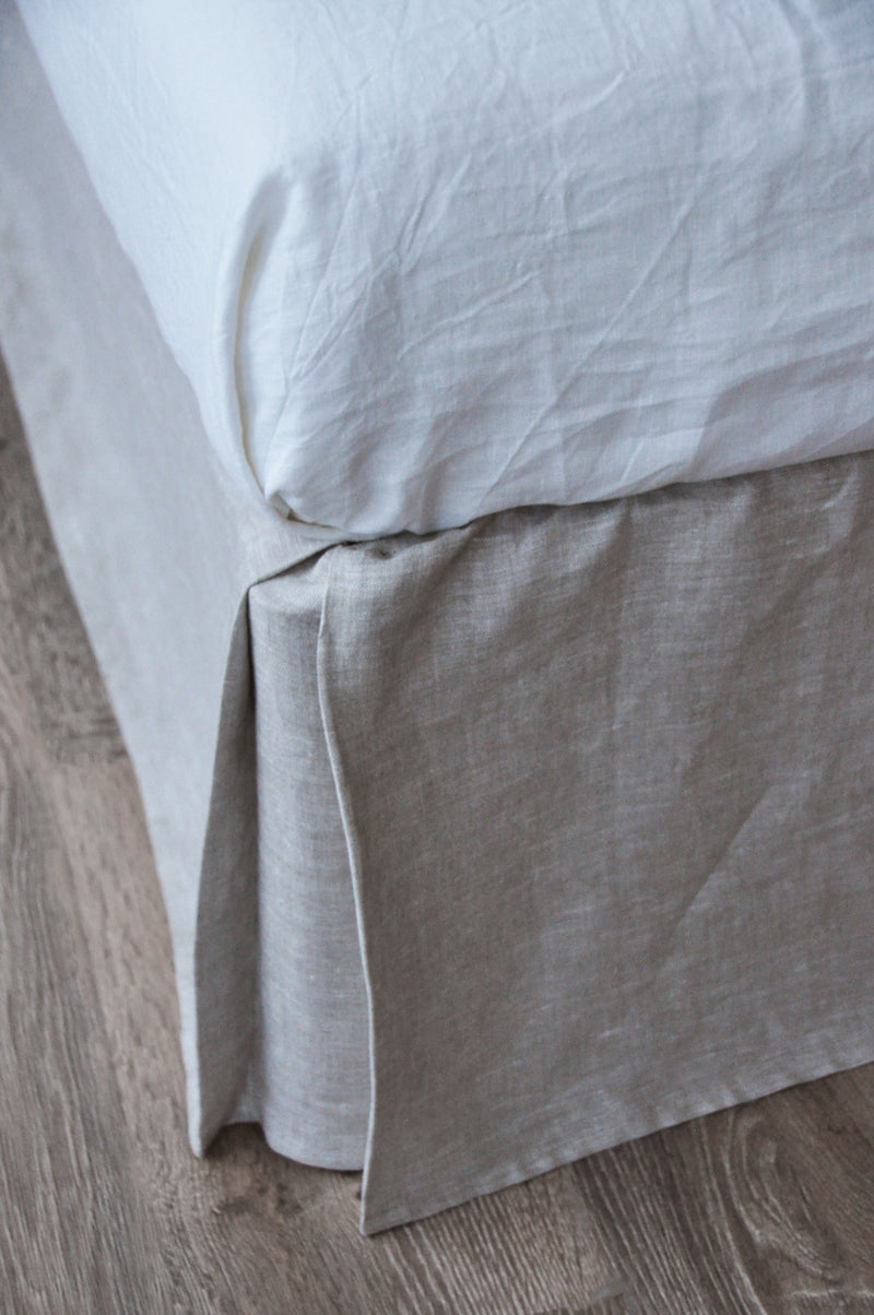 Undyed linen tailored bed skirt