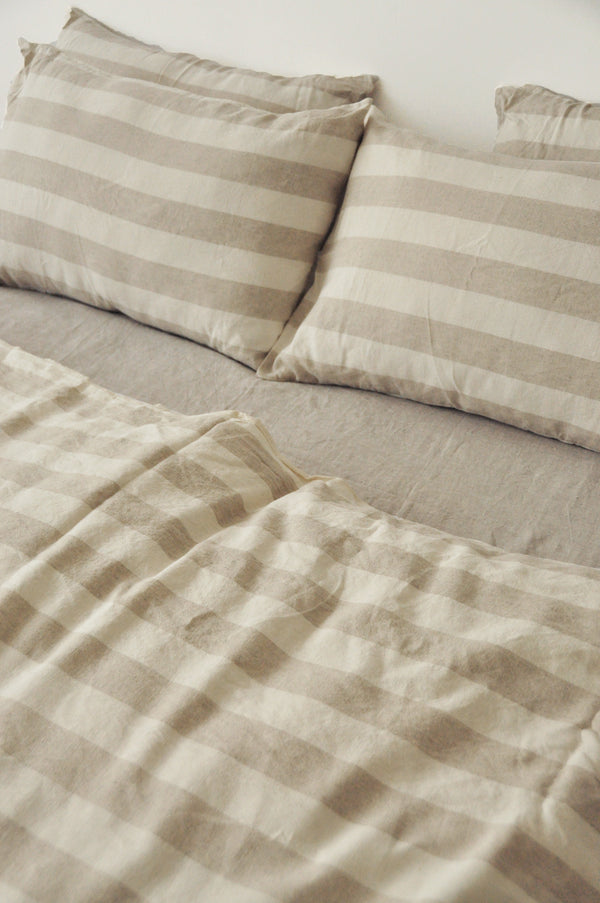 Beige striped pillowcase