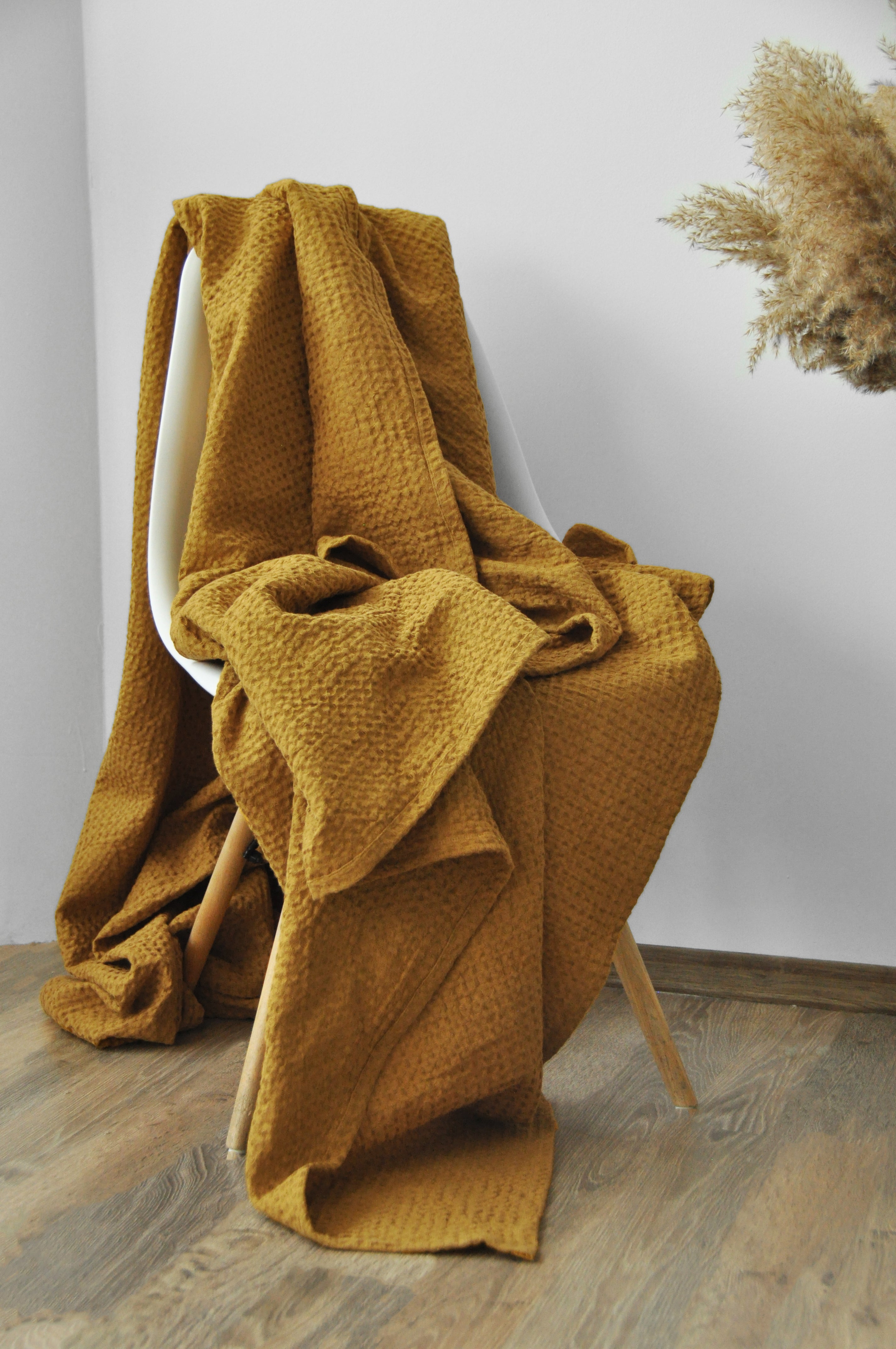 Couvre-lit gaufré ocre