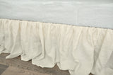 White dust linen ruffle bed skirt
