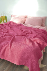 Carmin waffle coverlet