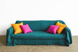 Teal sofa slipcover