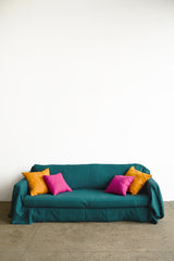 Teal sofa slipcover