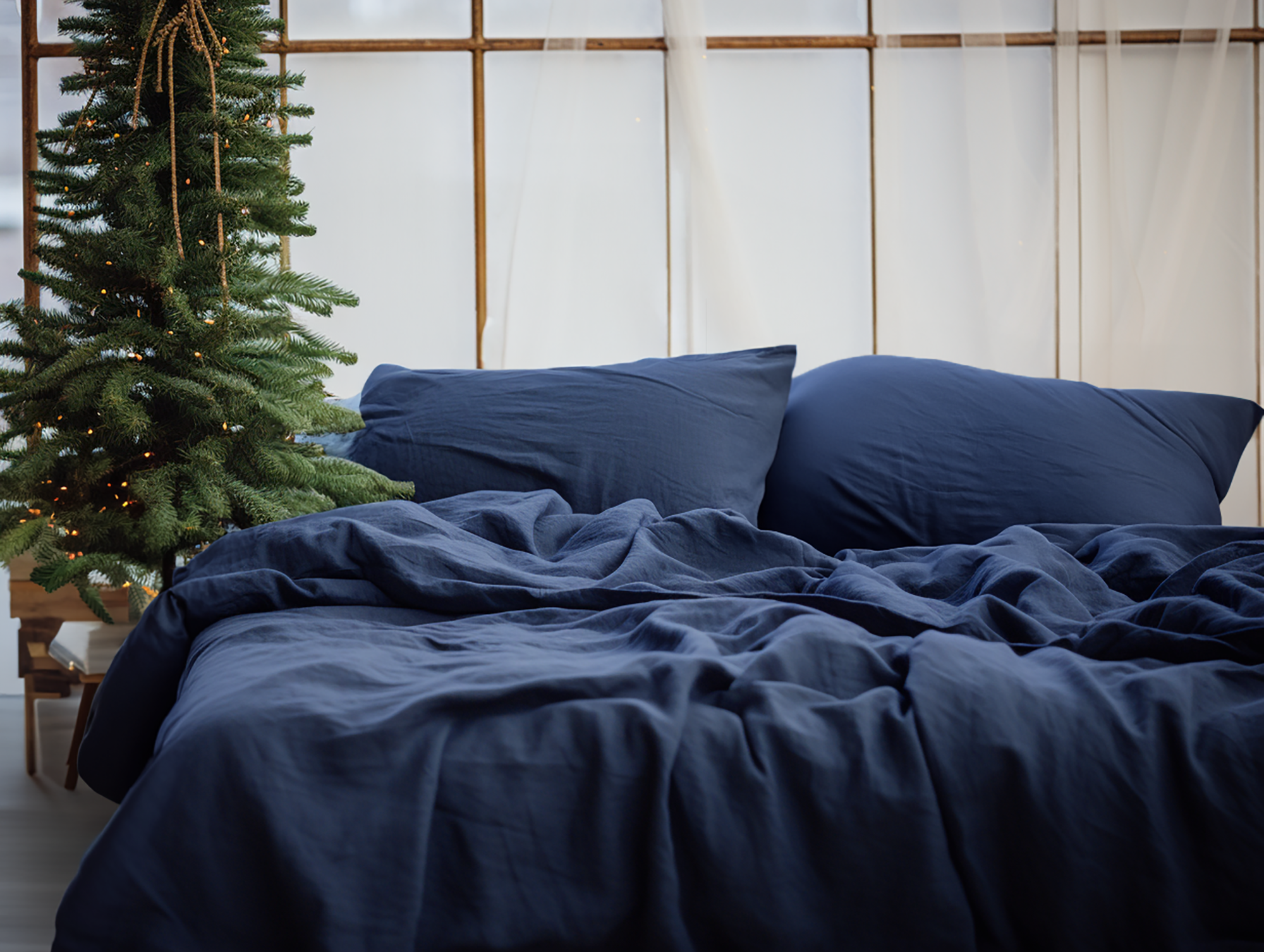 Christmas Indigo coverlet