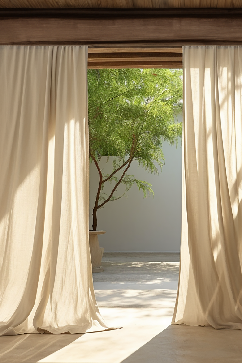 Rideaux en lin beige