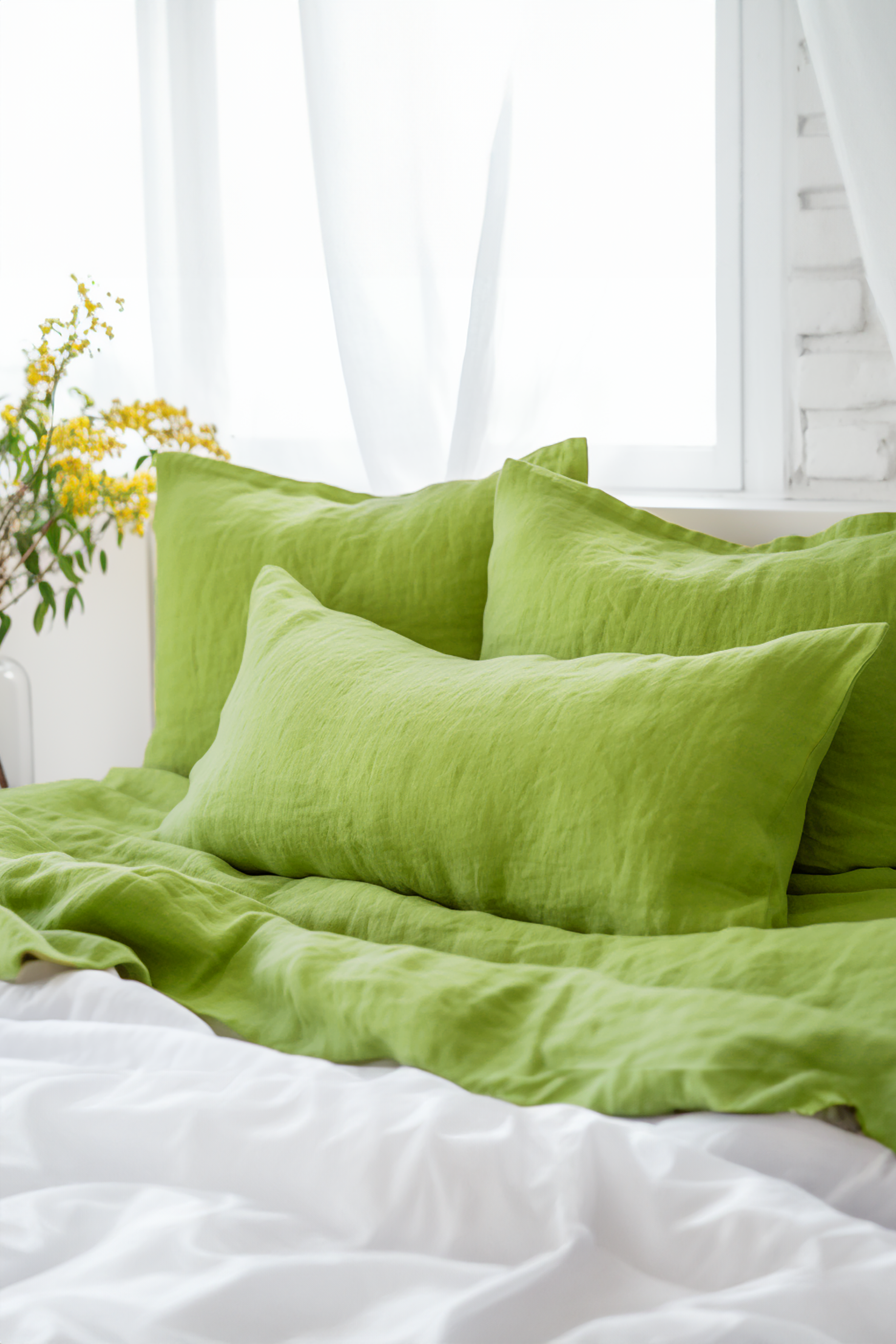 Chartreuse green Oxford sham pillow cover