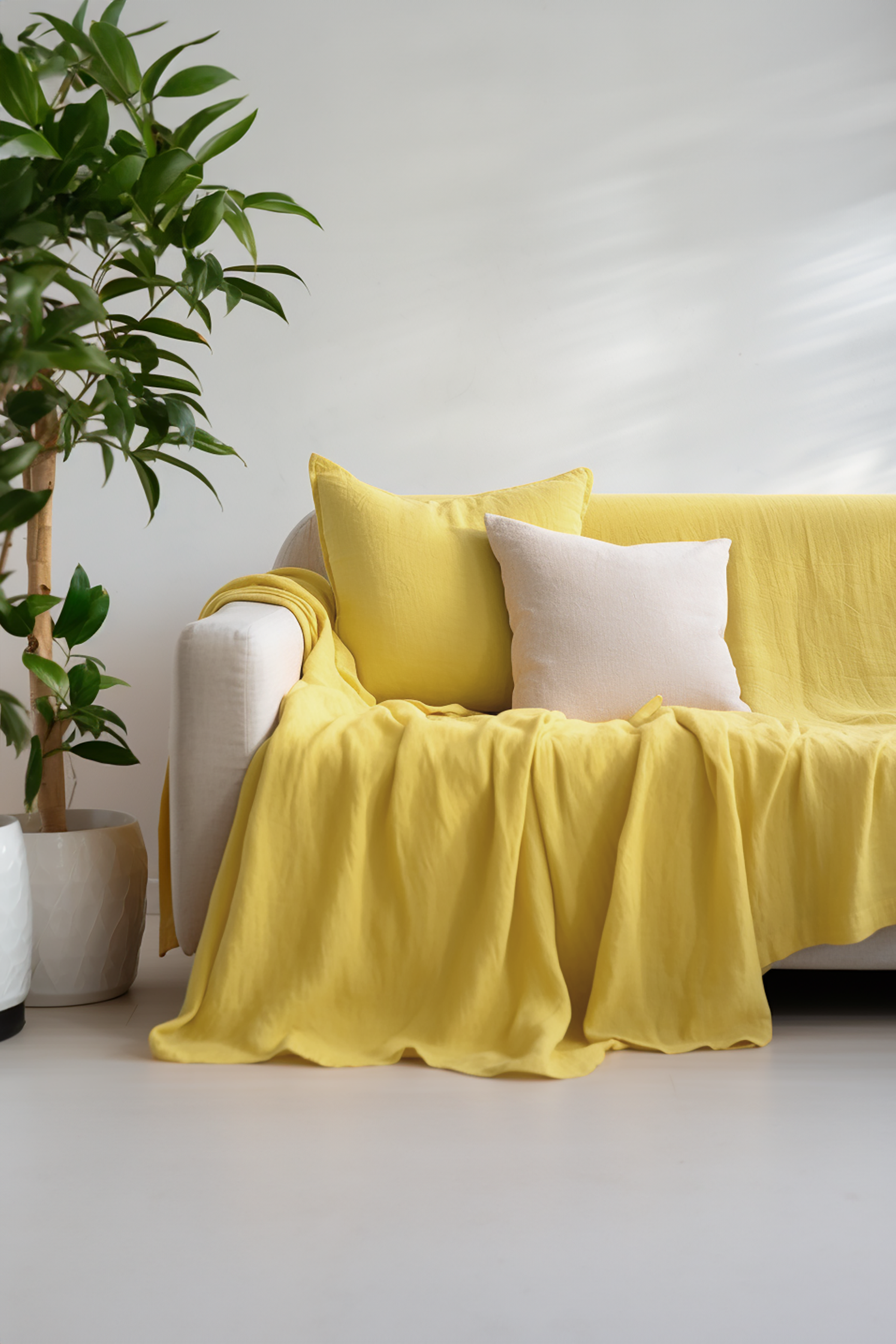 Zitronengelbe schwere Tagesdecke