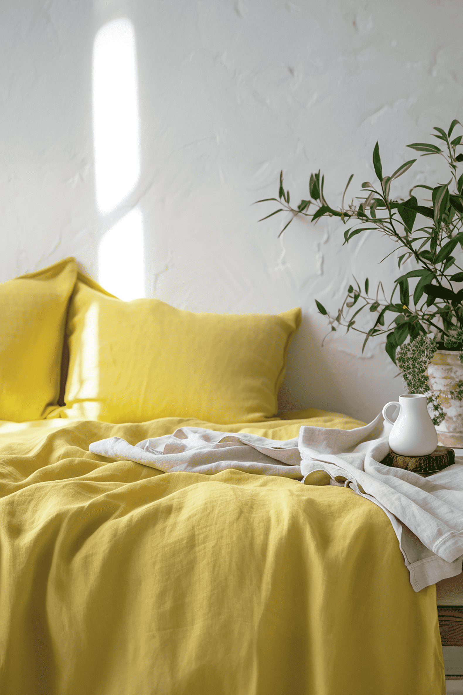 Lemon yellow heavy weight duvet cover