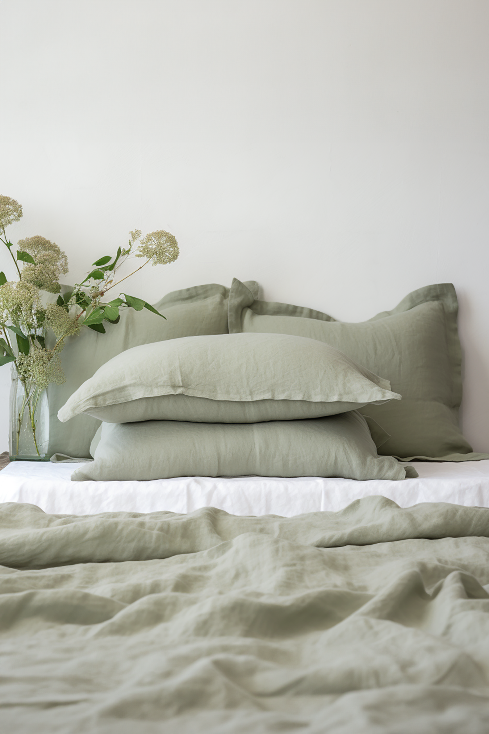 Housse de coussin Oxford gris sauge