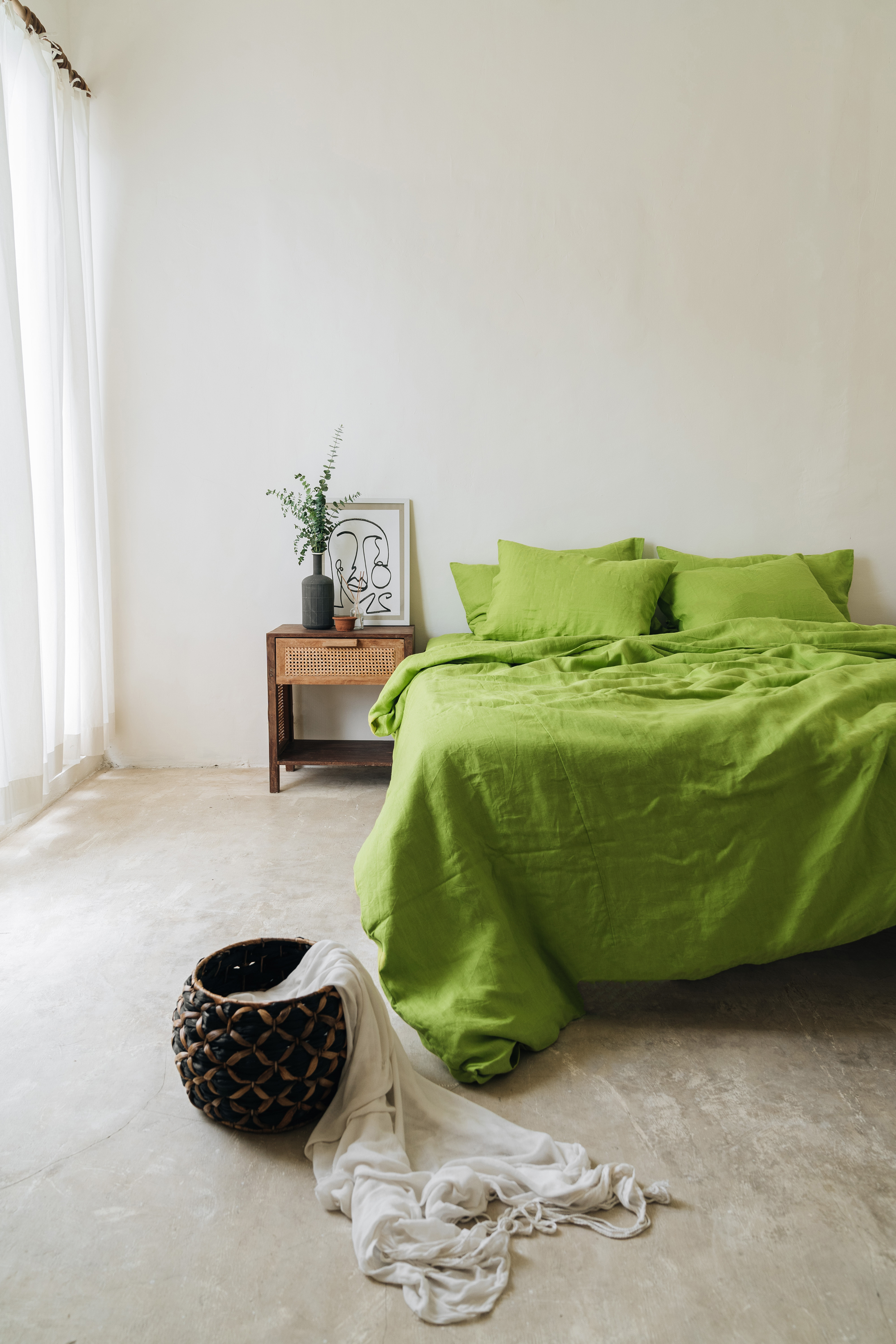 Drap housse vert chartreuse