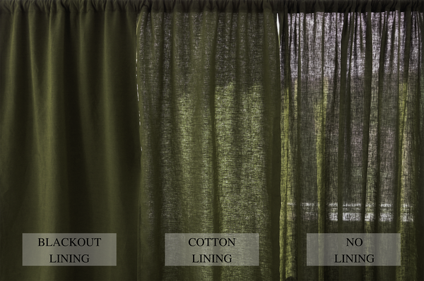 Dark olive linen curtains