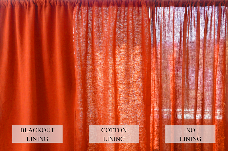 Bright orange linen curtains