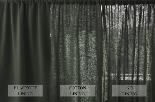 Charcoal green linen curtains