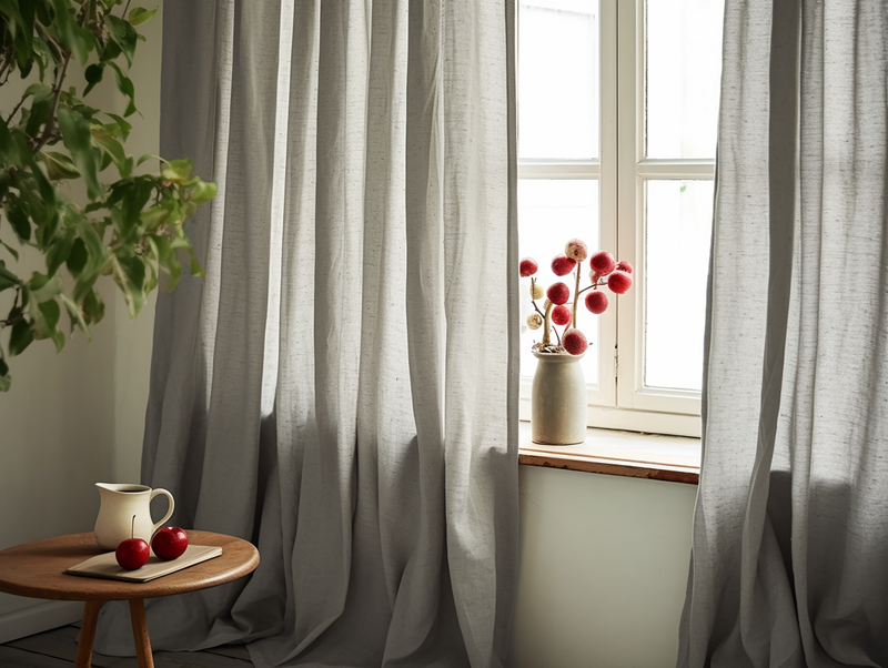 Light gray linen curtains