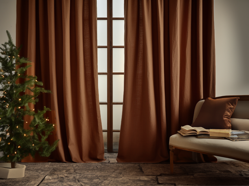 Cinnamon linen curtains