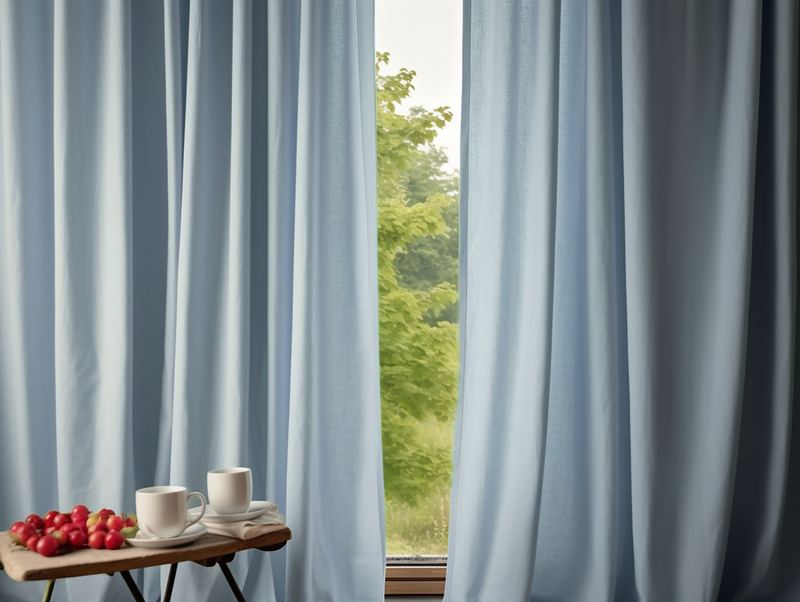 Sky blue linen curtains