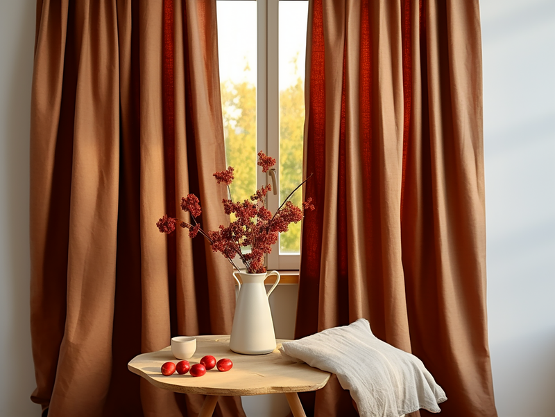 Cinnamon linen curtains