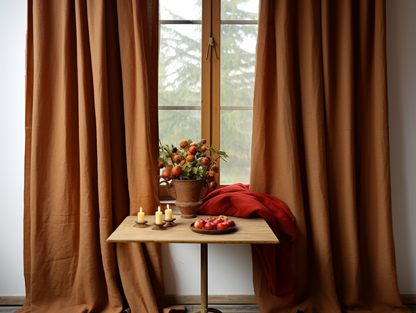 Cinnamon linen curtains