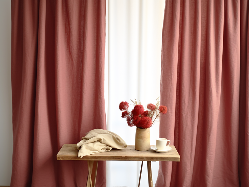 Rust pink curtains