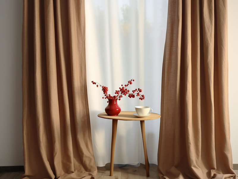 Clay linen curtains