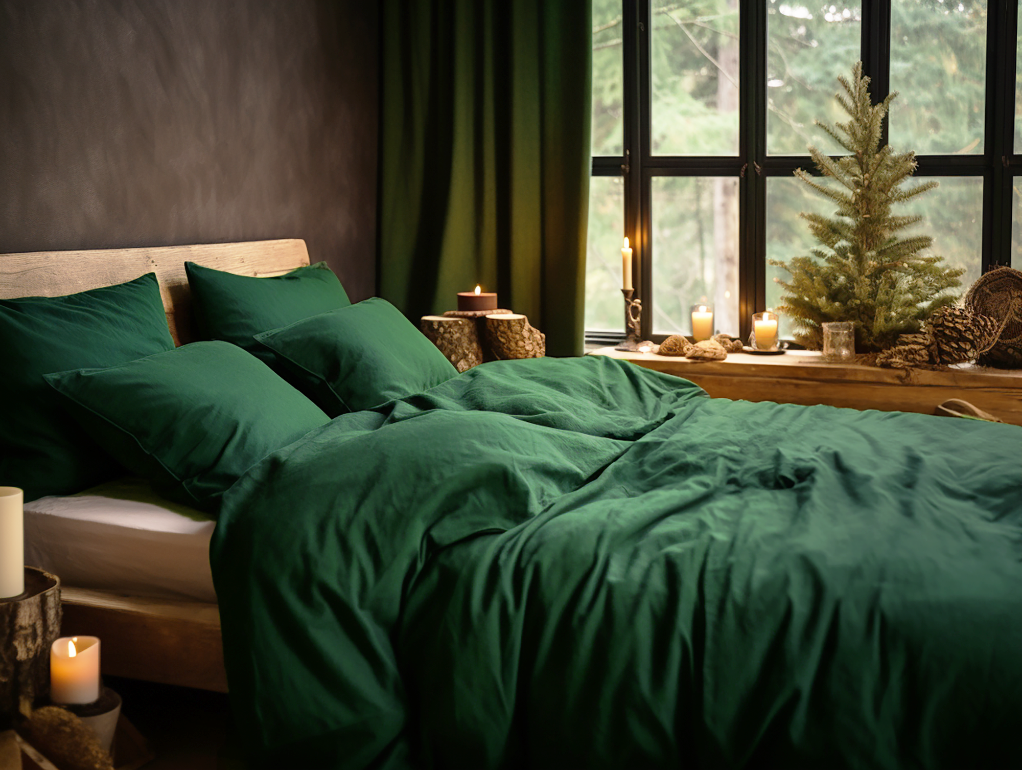 Christmas Forest green duvet cover