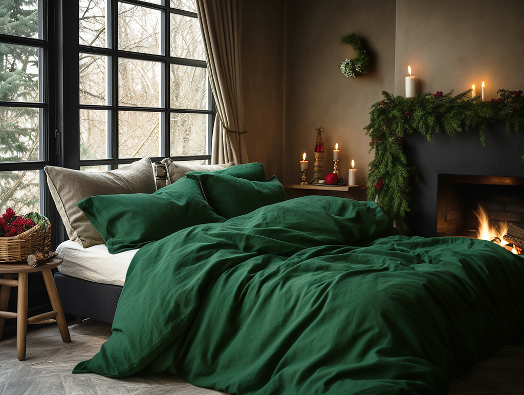 Christmas Forest green duvet cover