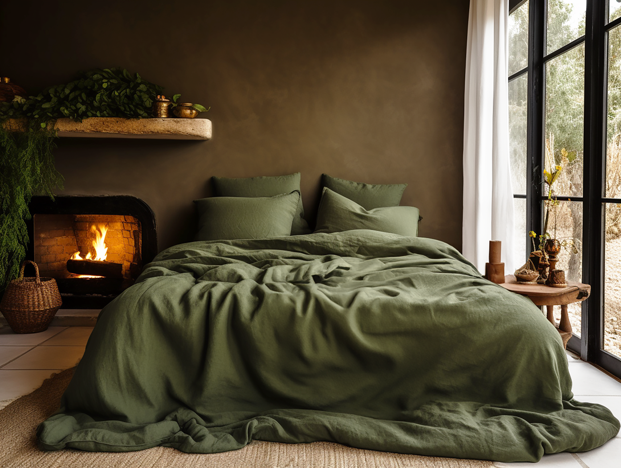 Christmas Dark olive duvet cover