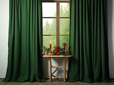 Forest green linen curtains