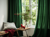 Forest green linen curtains