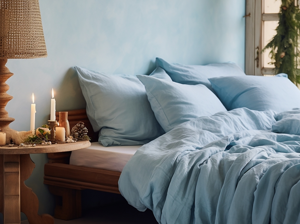 Housse de couette Noël bleu ciel