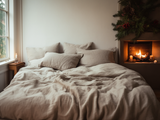 Christmas Undyed linen coverlet