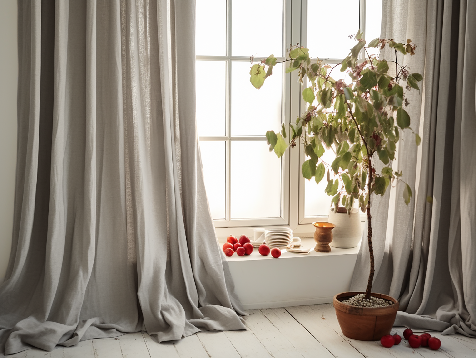 Undyed curtains