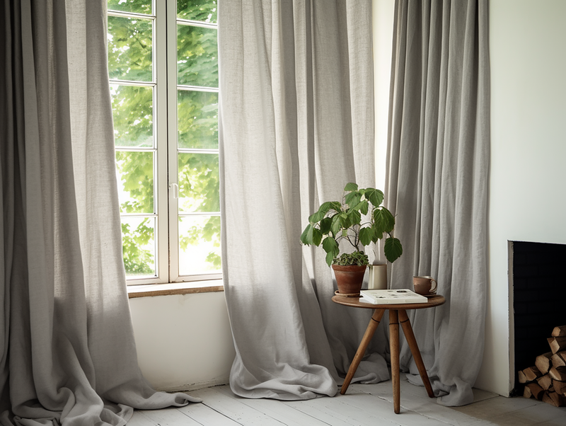 Light gray linen curtains