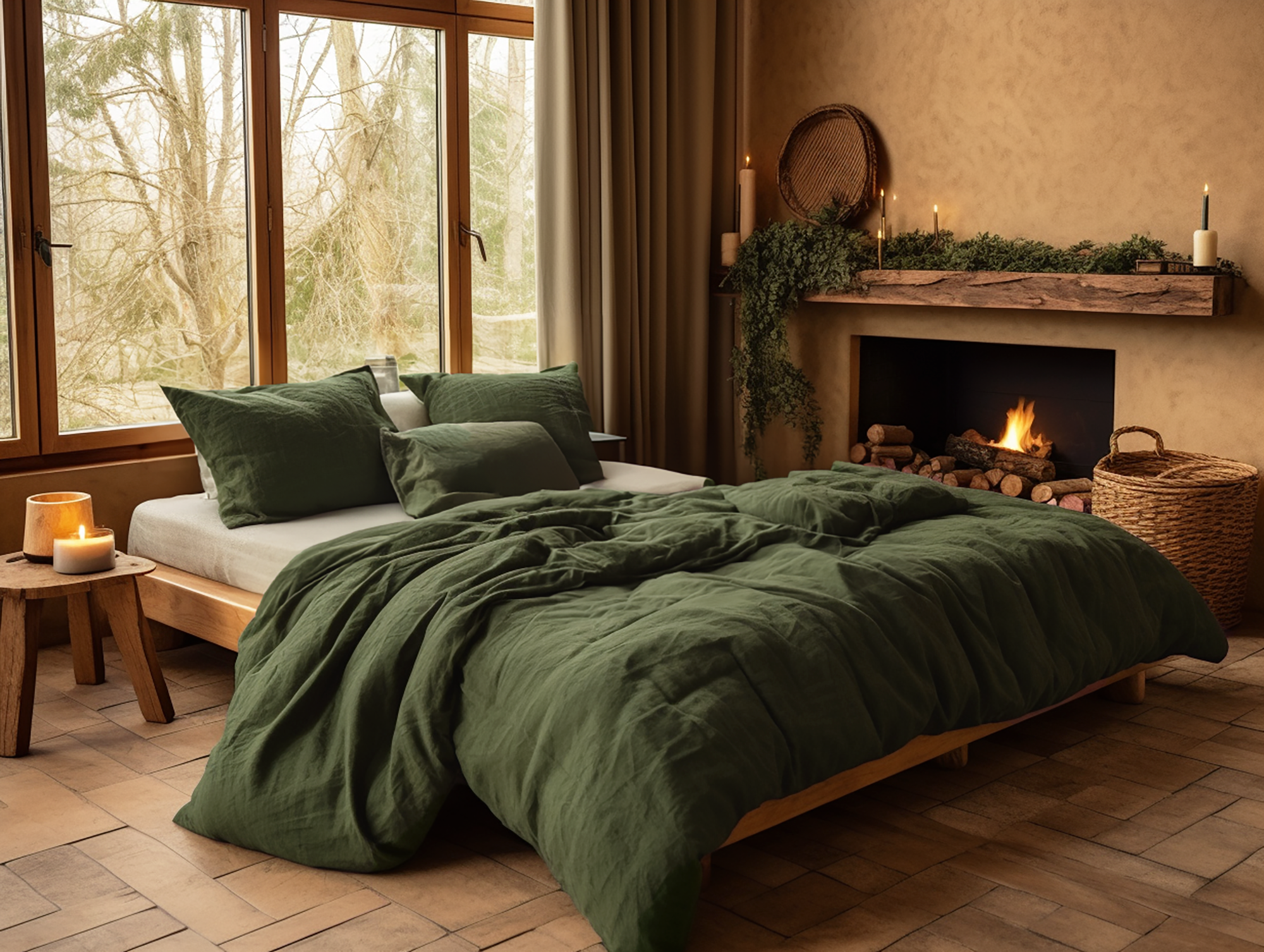 Christmas Dark olive duvet cover