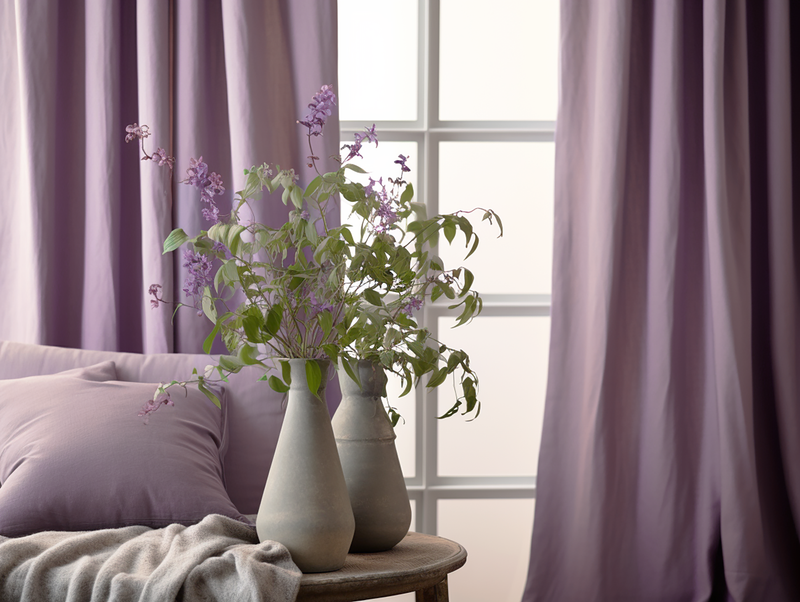 Mauve linen curtains