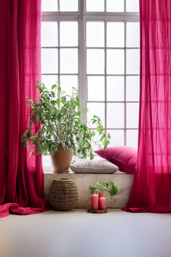 Fuchsia linen curtains