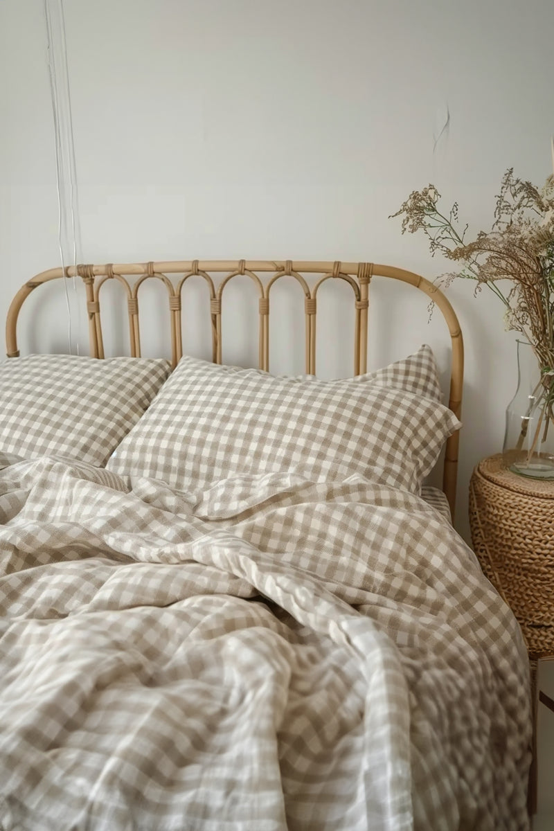 Undyed gingham sheet set