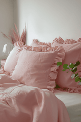 Sunset pink ruffled pillowcase