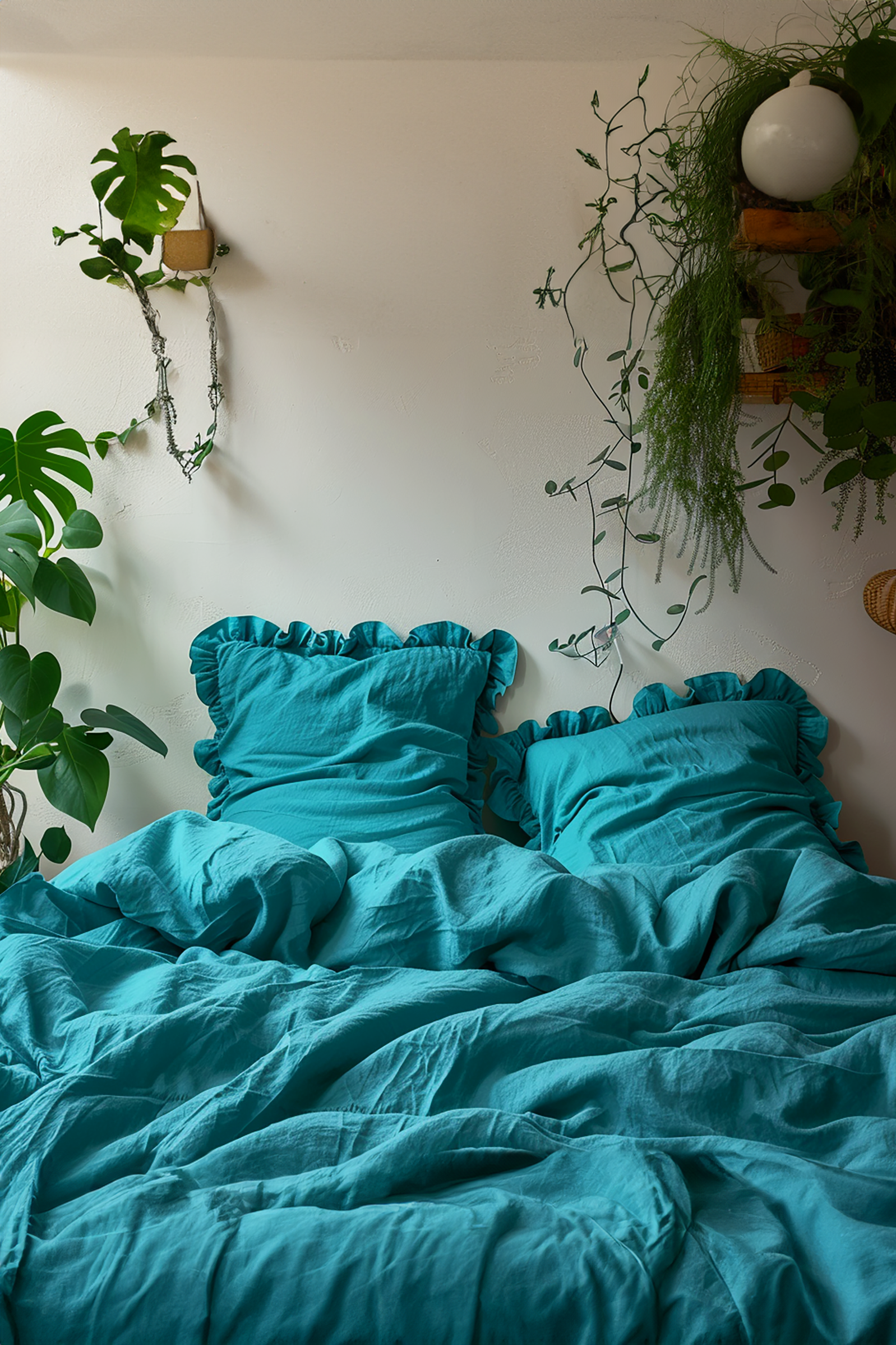 Sea wave ruffled pillowcase