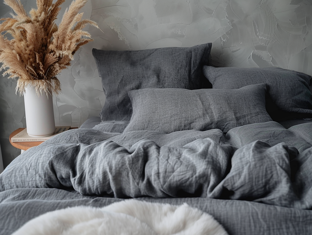 Housse de couette gris foncé mélangé