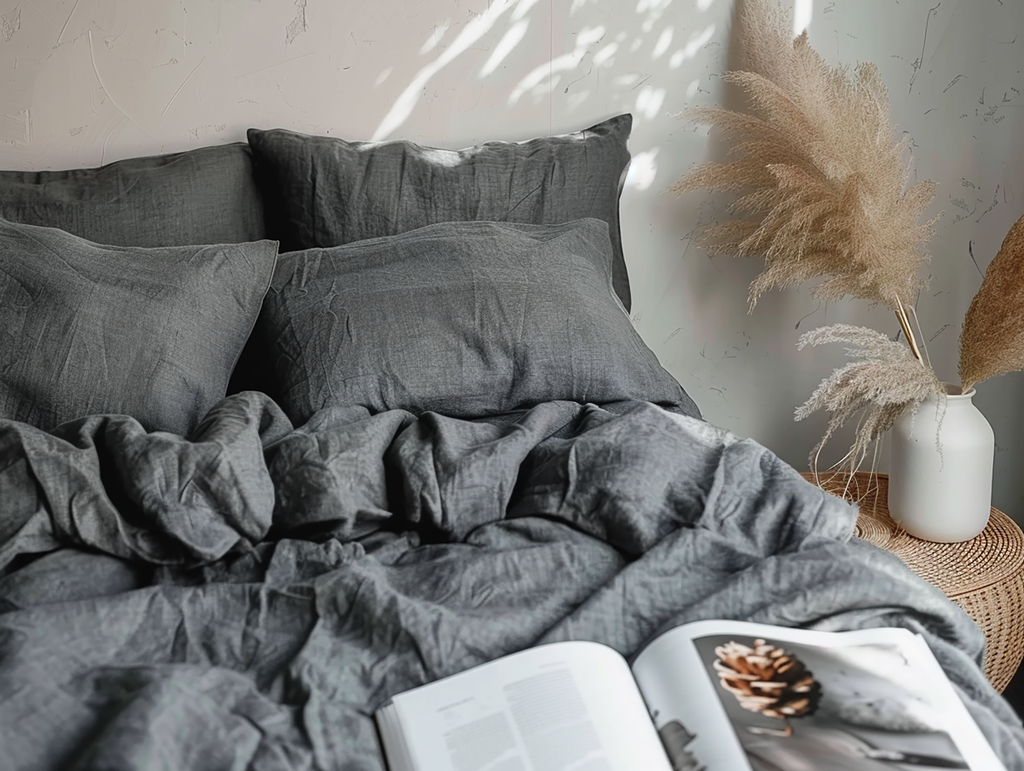 Housse de couette gris foncé mélangé