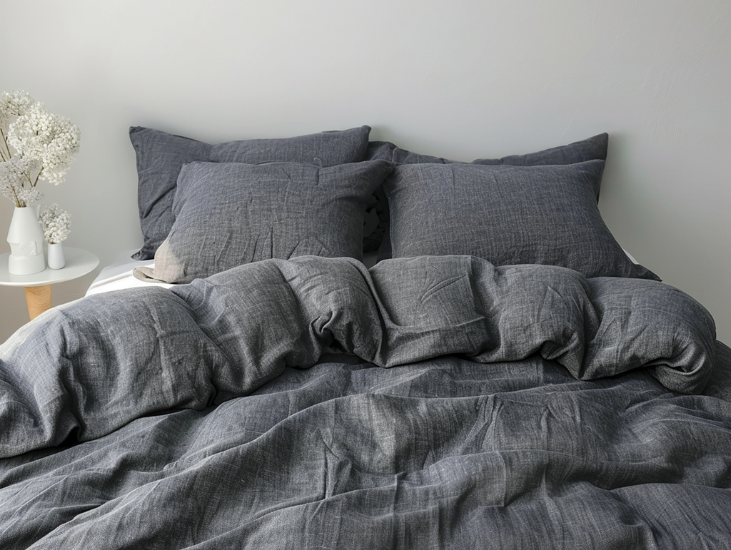Housse de couette gris foncé mélangé