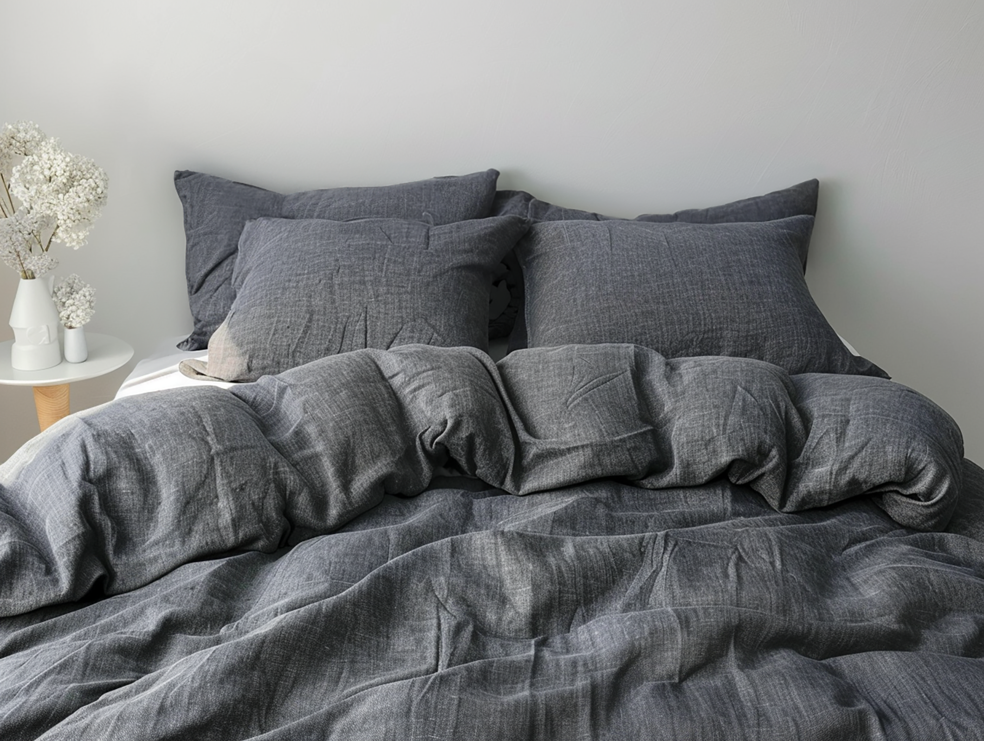 Housse de couette gris foncé mélangé