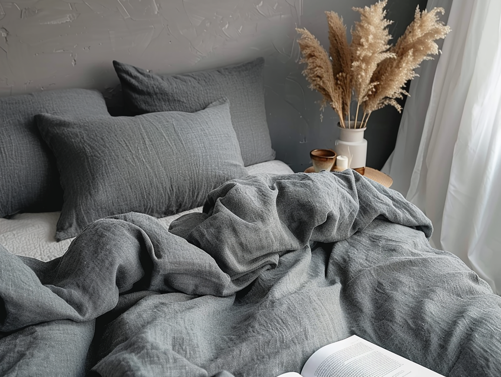 Housse de couette gris foncé mélangé
