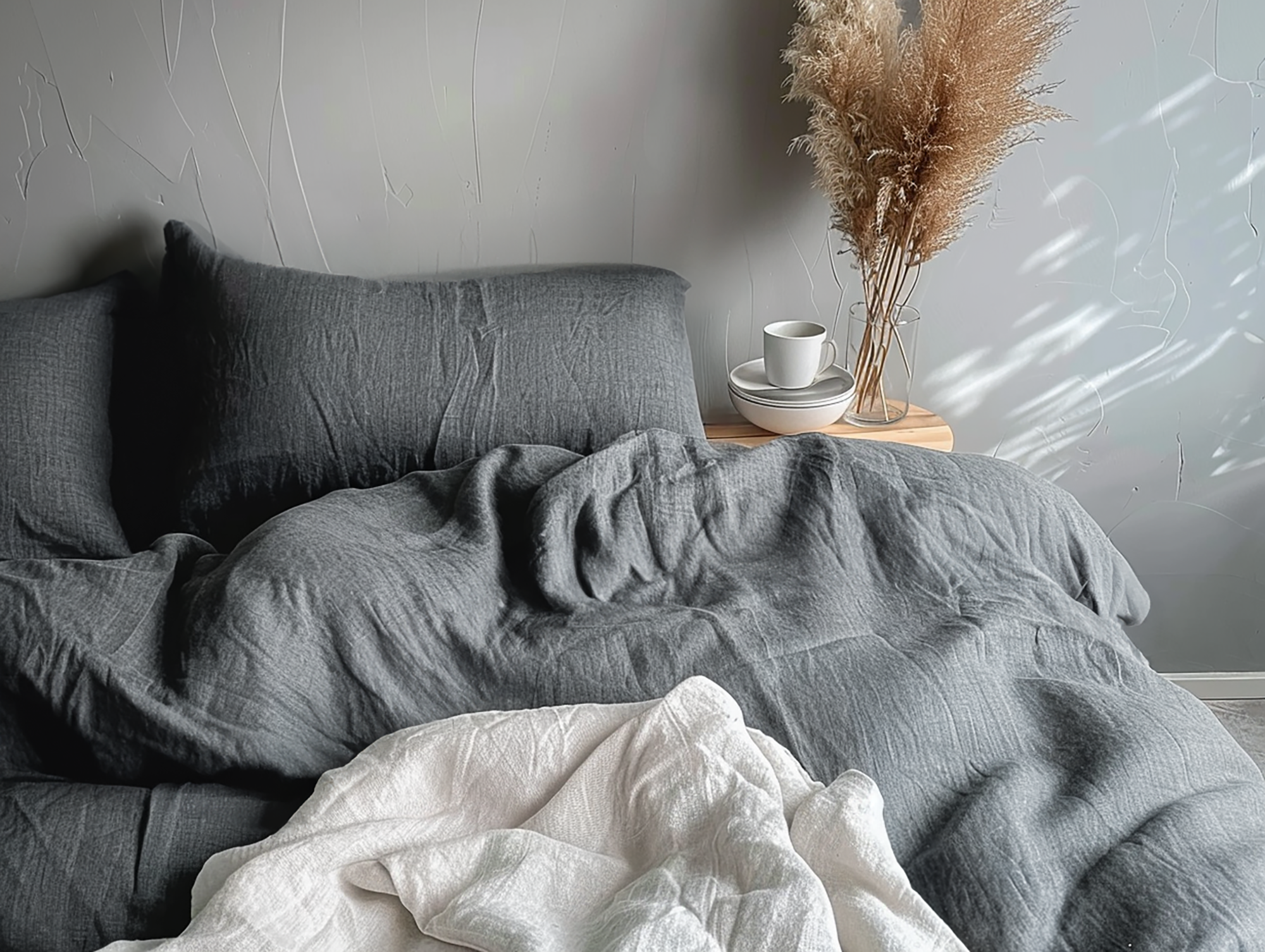 Housse de couette gris foncé mélangé