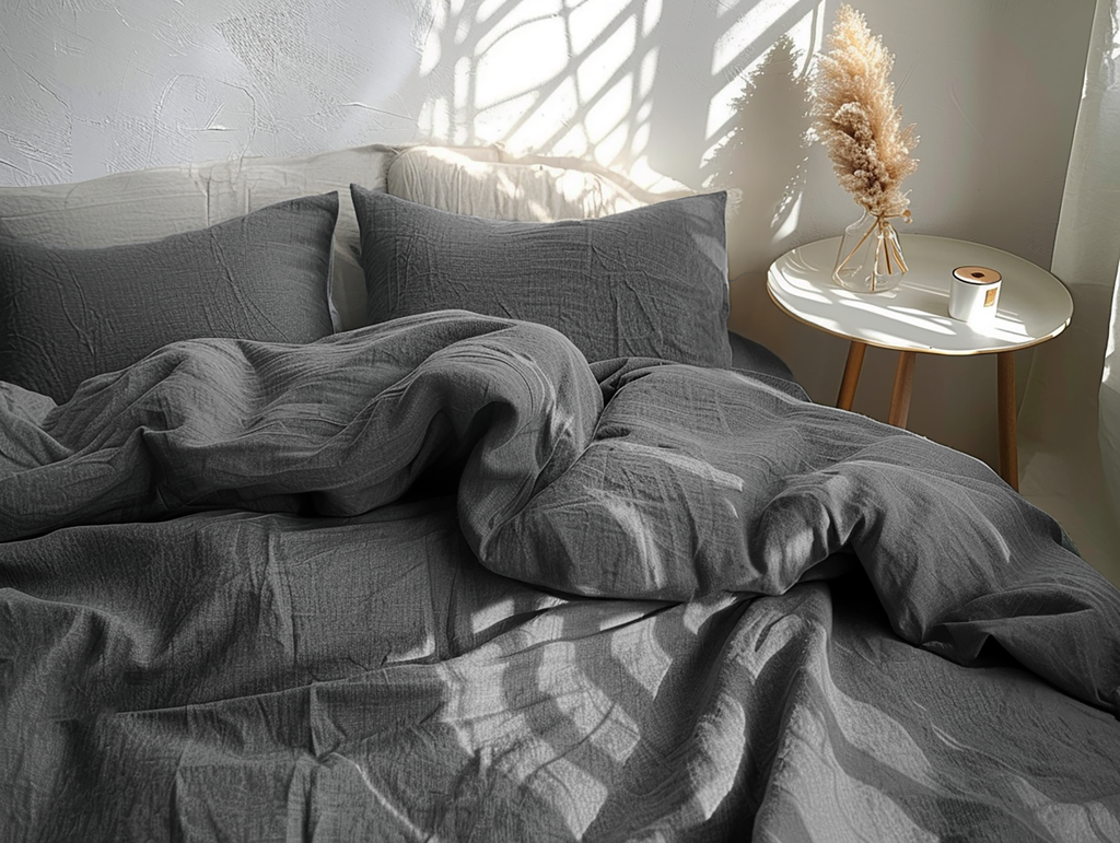 Housse de couette gris foncé mélangé