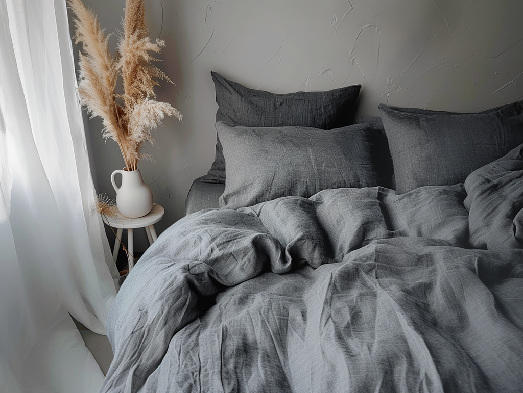 Housse de couette gris foncé mélangé